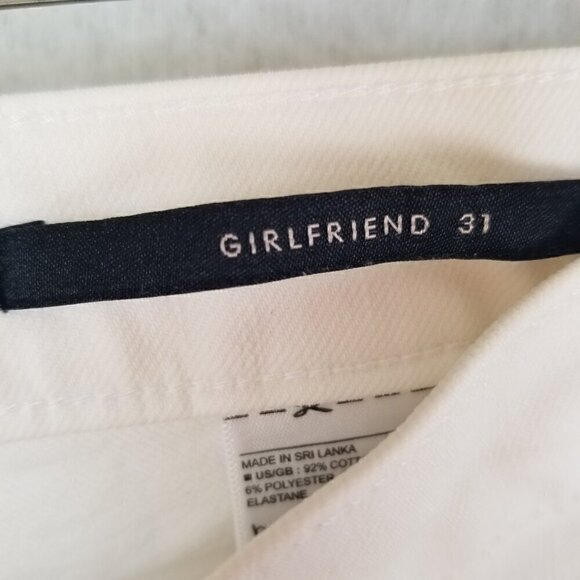 Banana Republic Girlfriend Jeans White Kick Crop High Waist Frayed Hem Size 31 - Picture 5 of 8